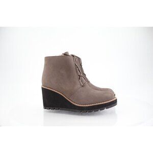 Eileen Fisher Alpine Women Boots US 8 Brown Leather Wedge Heel Bootie Fur Trim